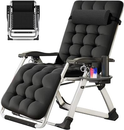Picture of Zero gravity chair recliner with removable seat cushion and outdoor pool tray