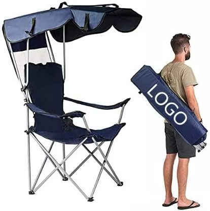 Picture of Portable armrest camping beach fishing chair with canopy sunshade folding