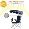Picture of Portable armrest camping beach fishing chair with canopy sunshade folding